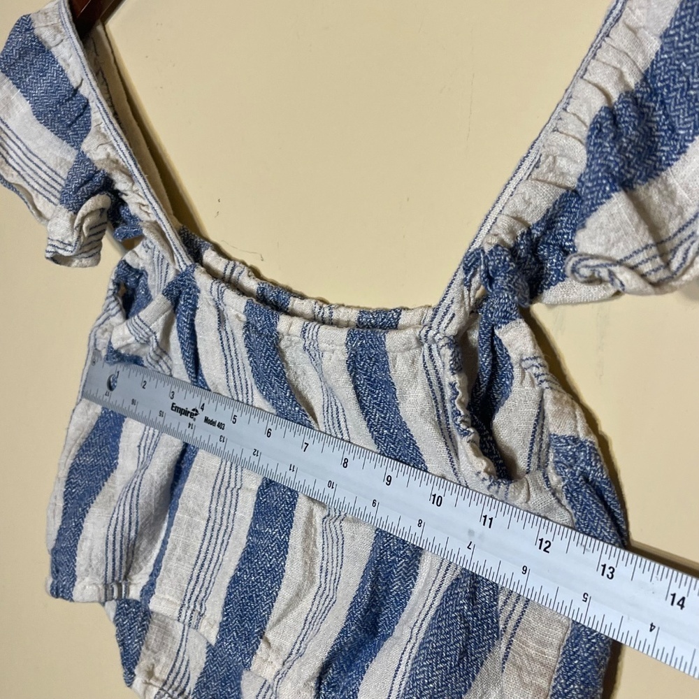 Alice + Olivia Blue and White Striped Off-Shoulder Top - Picture 5 of 7